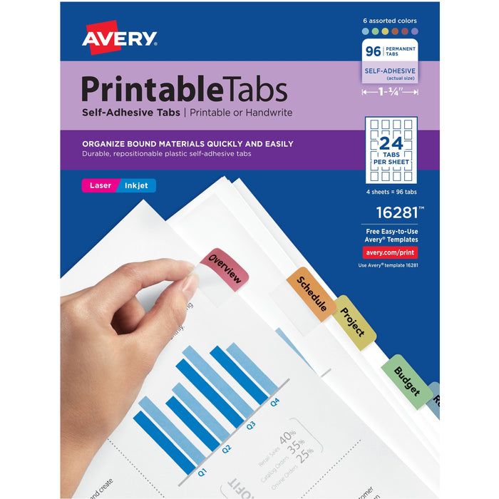 Avery&reg; Printable Repositionable Tabs - AVE16281