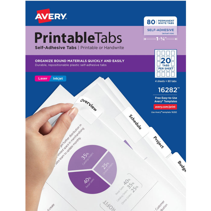 Avery&reg; Printable Repositionable Tabs - AVE16282