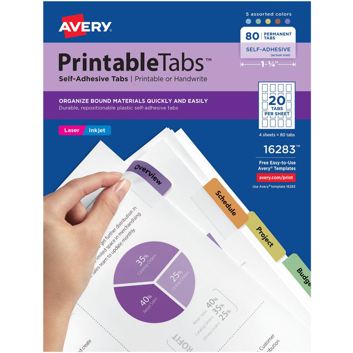 Avery&reg; Printable Repositionable Tabs - AVE16283