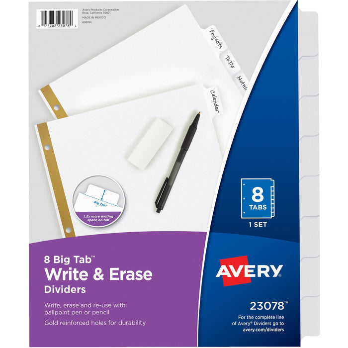 Avery&reg; Big Tab Eraseable Write-On Dividers - AVE23078