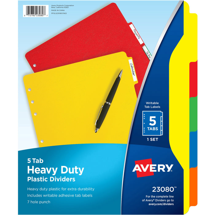 Avery&reg; Plastic Tab Dividers w/ White Labels - AVE23080