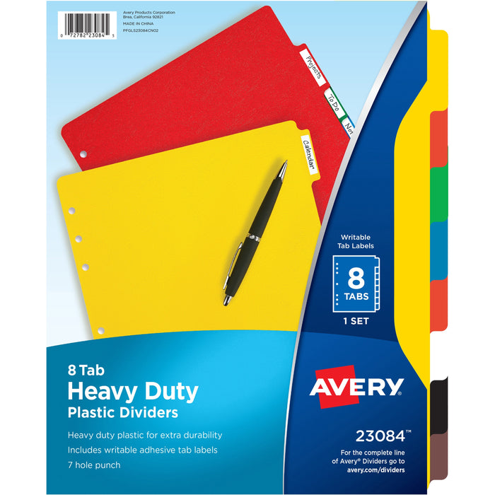 Avery&reg; Plastic Tab Dividers w/ White Labels - AVE23084