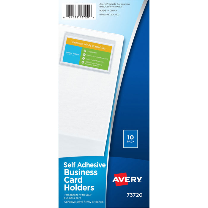 Avery(R) Self-Adhesive Business Card Holders, Top-Loading, 10 Holders (73720) - AVE73720