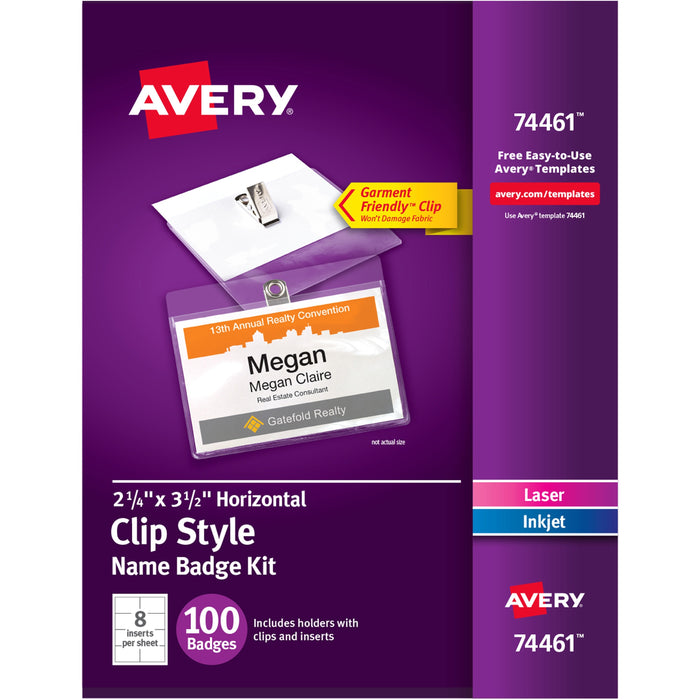 Avery&reg; Clip-Style Name Badges - AVE74461