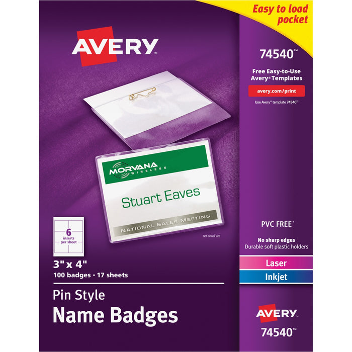 Avery&reg; Pin-Style Name Badges - AVE74540