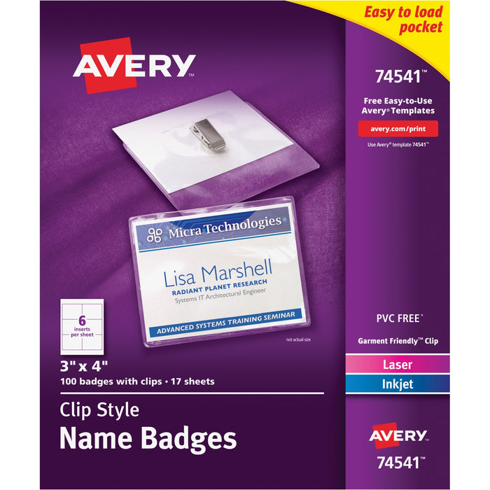 Avery&reg; Clip-Style Name Badges - AVE74541