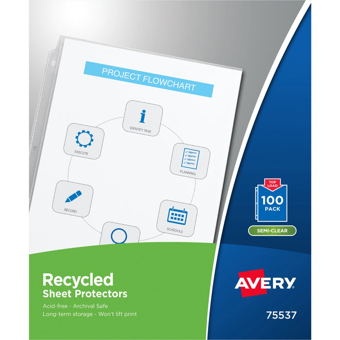 Avery&reg; Economy Recycled Sheet Protectors - Acid-free, Archival-Safe, Top-Loading - AVE75537