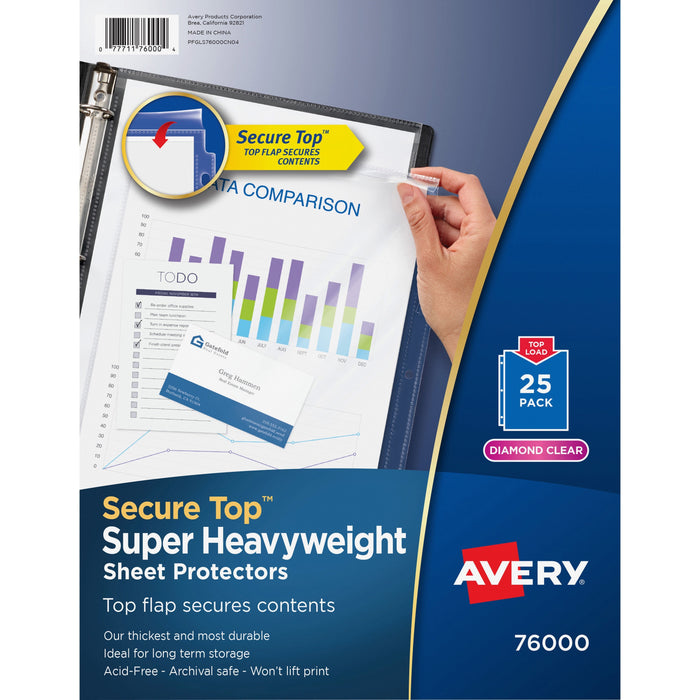 Avery&reg; Secure Top Sheet Protectors - AVE76000