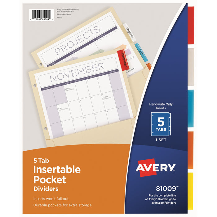 Avery&reg; Insertable 5-Tab Dividers - AVE81009