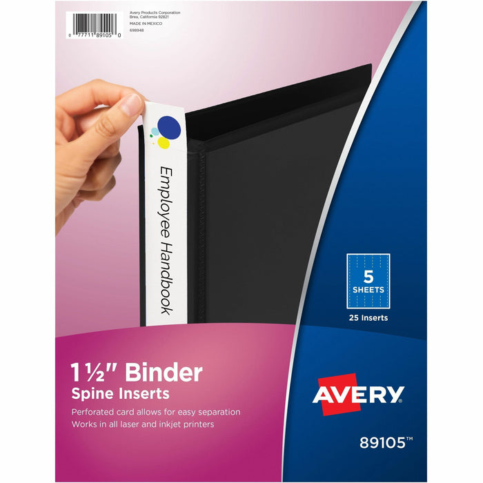 Avery(R) Binder Spine Inserts, 1-1/2 Inch Binders, 25 Inserts (89105) - AVE89105