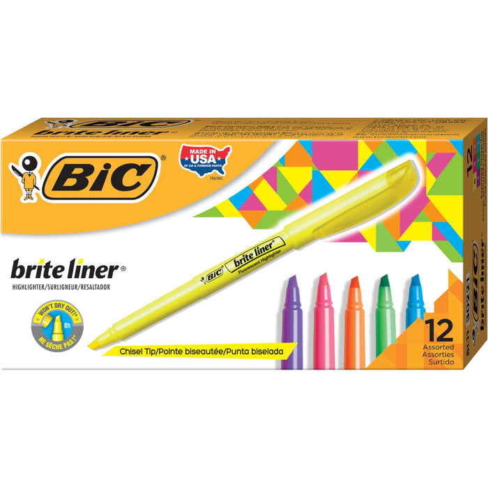 BIC Brite Liner Highlighter, Assorted, 12 Pack - BICBL11AST