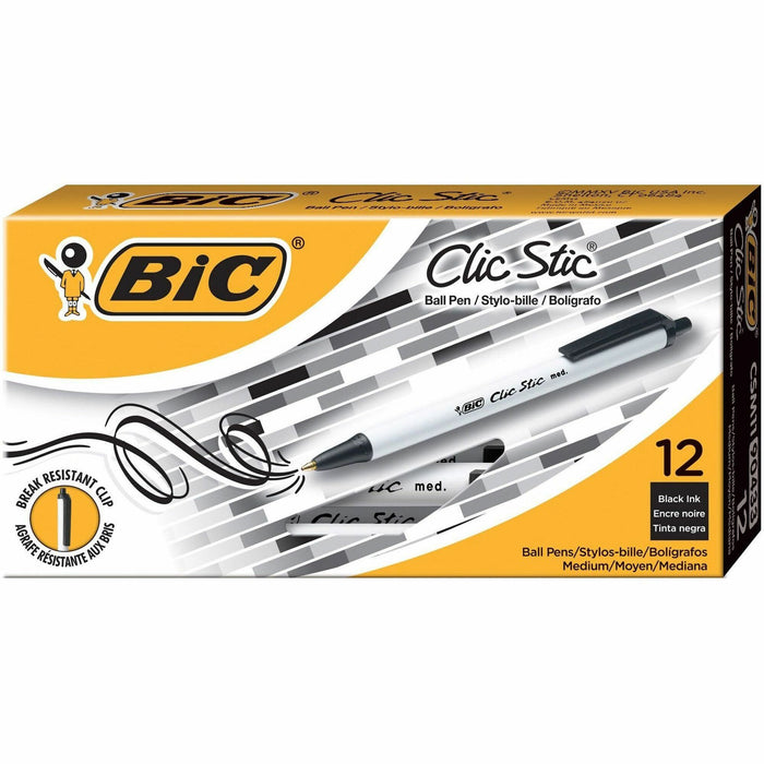 BIC Clic Stic Retractable Ballpoint Pens - BICCSM11BK