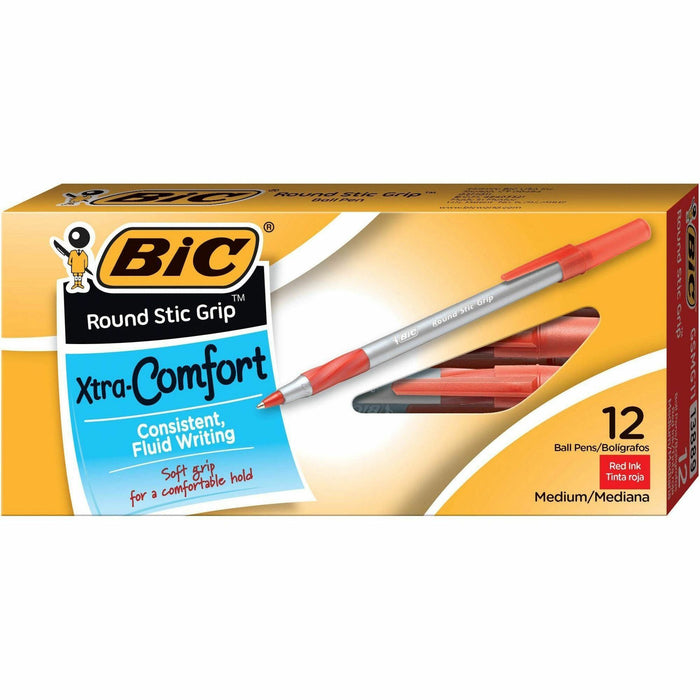 BIC Round Stic Grip Ballpoint Pen - BICGSMG11RD