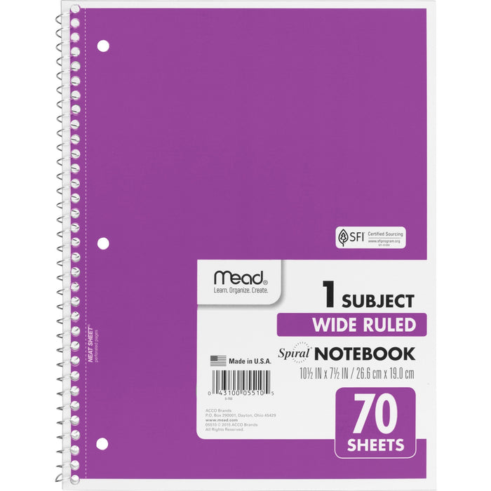 Mead Wide Ruled 1-Subject Notebook - MEA05510