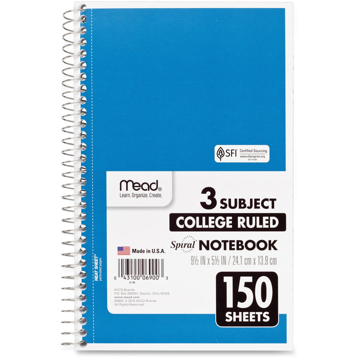 Mead 3-Subject Wirebound College Rule Notebook - MEA06900