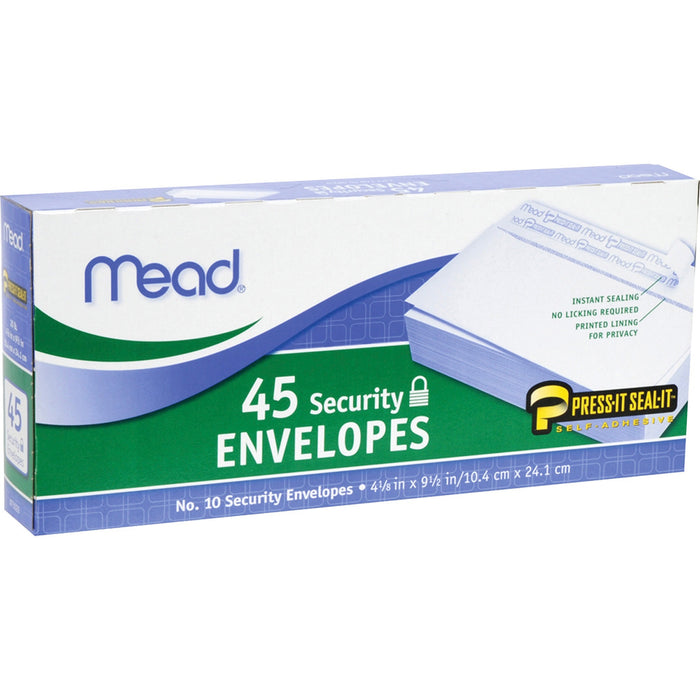 Mead Press-it Seal-it No. 10 Security Envelopes - MEA75026
