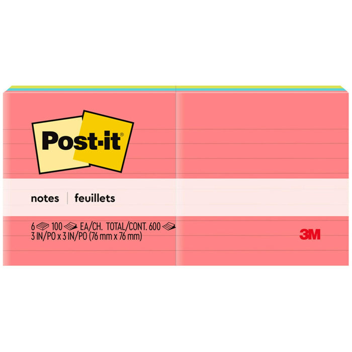 Post-it&reg; Lined Notes - Poptimistic Color Collection - MMM6306AN