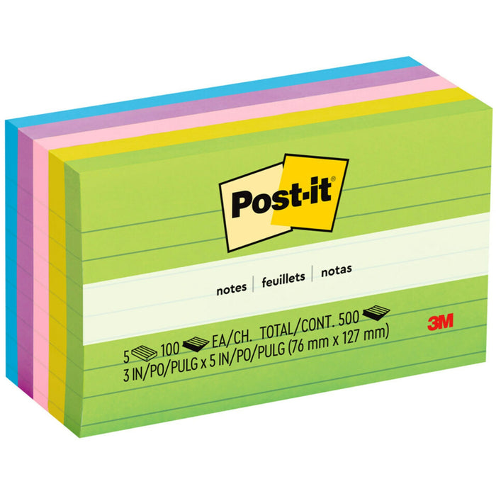 Post-it&reg; Notes Original Lined Notepads - Floral Fantasy Color Collection - MMM6355AU
