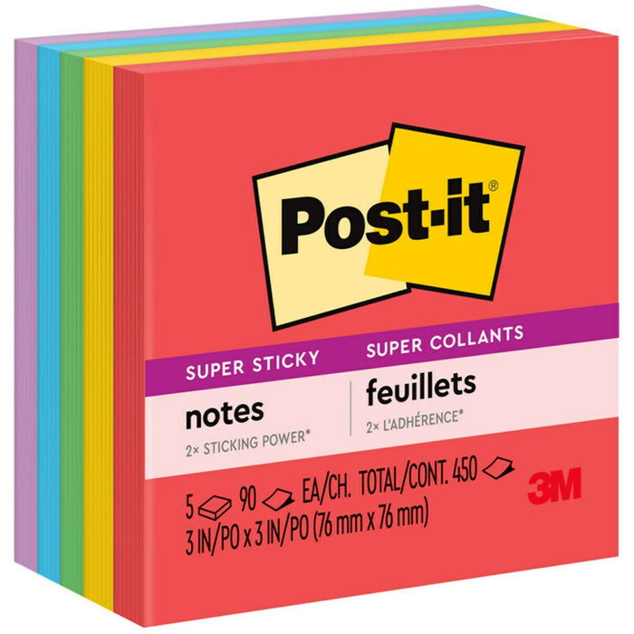 Post-it&reg; Super Sticky Notes - Playful Primaries Color Collection - MMM6545SSAN