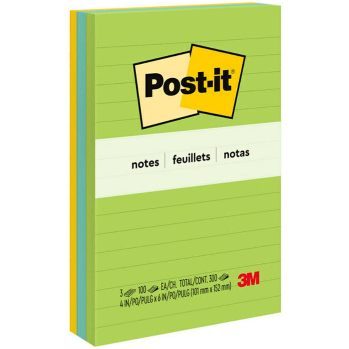 Post-it&reg; Notes Original Lined Notepads - Floral Fantasy Color Collection - MMM6603AU