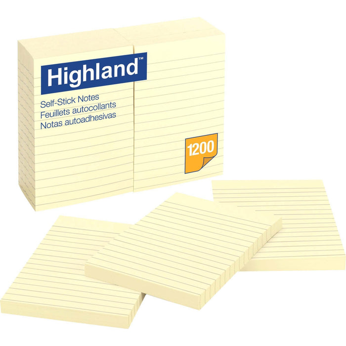 Highland Self-sticking Lined Notepads - MMM6609YW