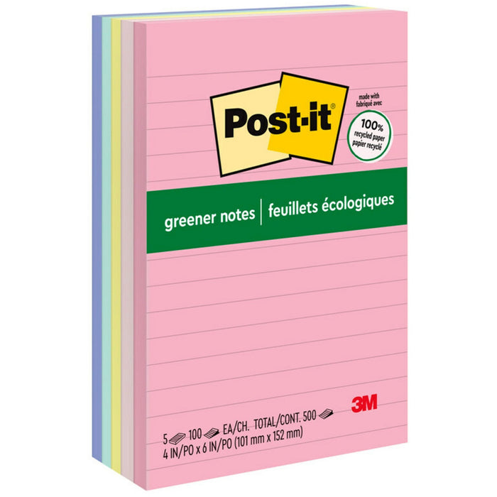 Post-it&reg; Greener Lined Notes - Sweet Sprinkles Color Collection - MMM660RPA