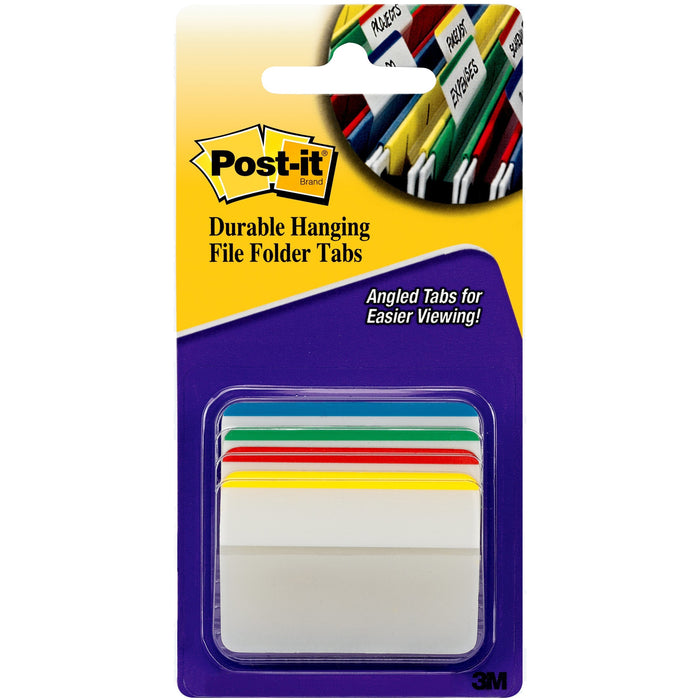 Post-it&reg; Tabs, 2" Angled Lined, Assorted Primary Colors - MMM686A1