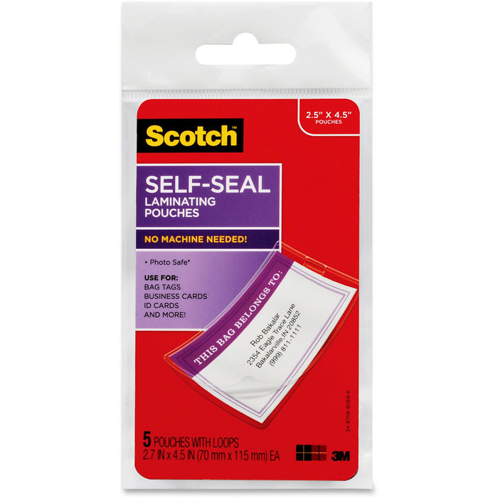 Scotch Self-Sealing Laminating Glossy Tag Pouches - MMMLS8535G