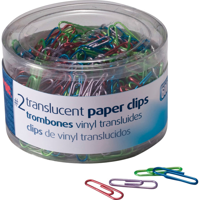 Officemate Translucent Vinyl Paper Clips - OIC97211