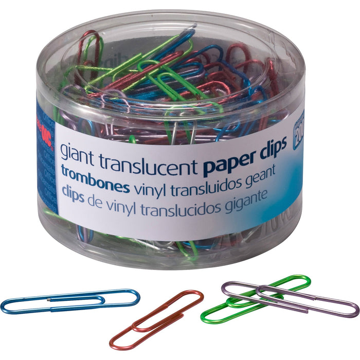 Officemate Translucent Vinyl Paper Clips - OIC97212
