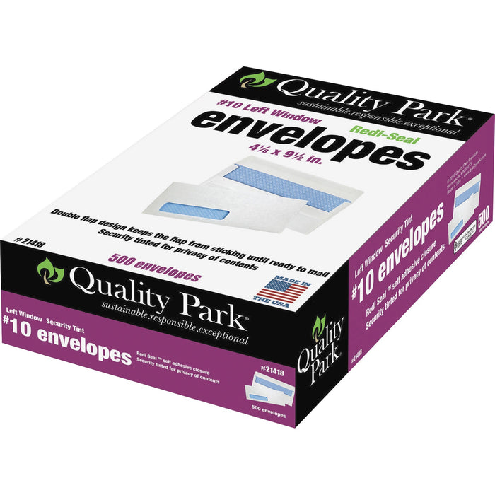 Quality Park No. 10 Single Window Security Tinted Business Envelopes with a Self-Seal Closure - QUA21418