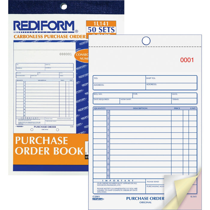 Rediform 3-Part Carbonless Purchase Order Book - RED1L141