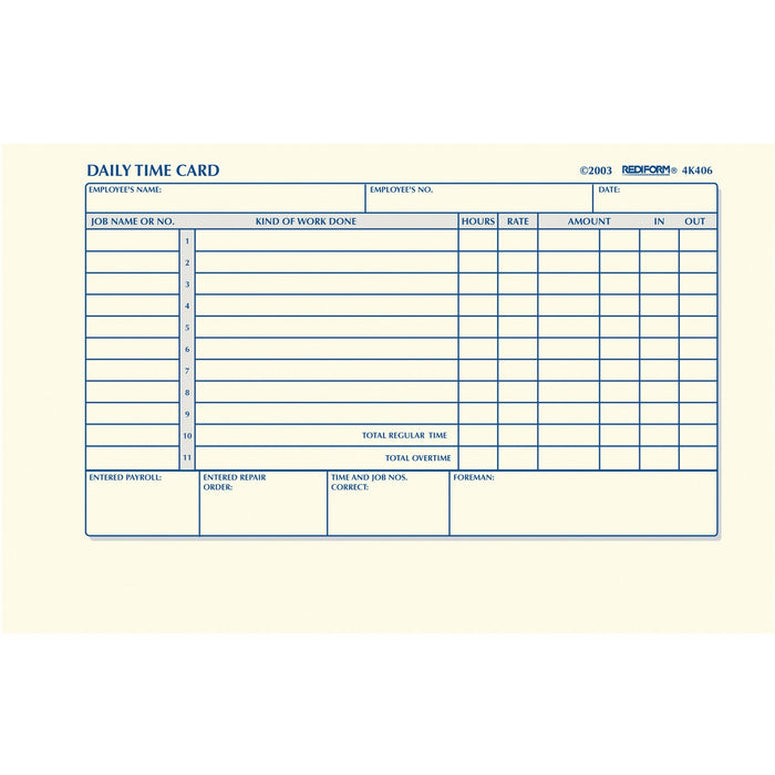 Rediform Daily Time Clock Cards - RED4K406