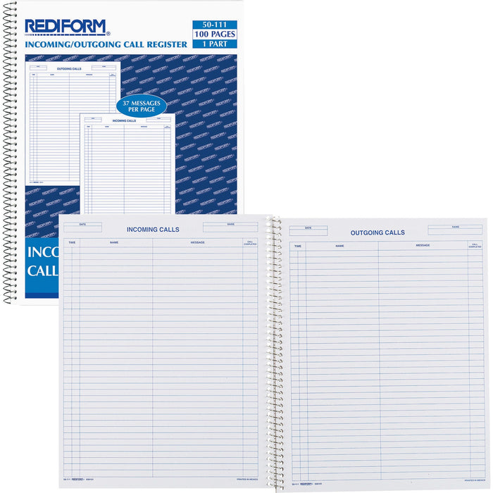 Rediform Incoming/Outgoing Call Register Book - RED50111