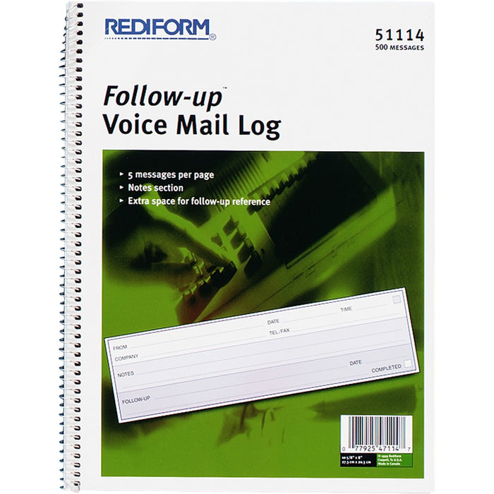 Rediform Follow-Up Voice Mail Log Book - RED51114