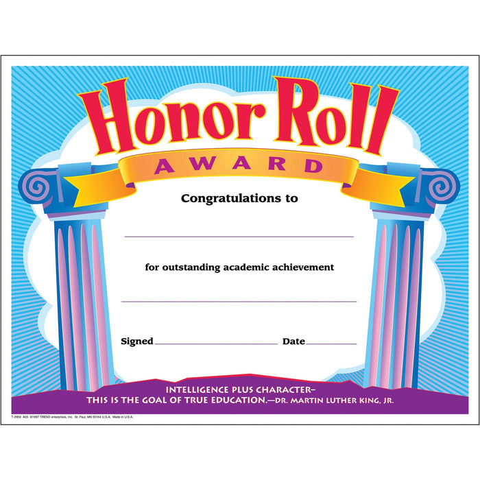 Trend Honor Roll Award Certificate - TEPT2959
