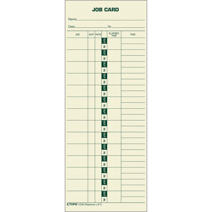 TOPS Job Costing Time Cards - TOP1258
