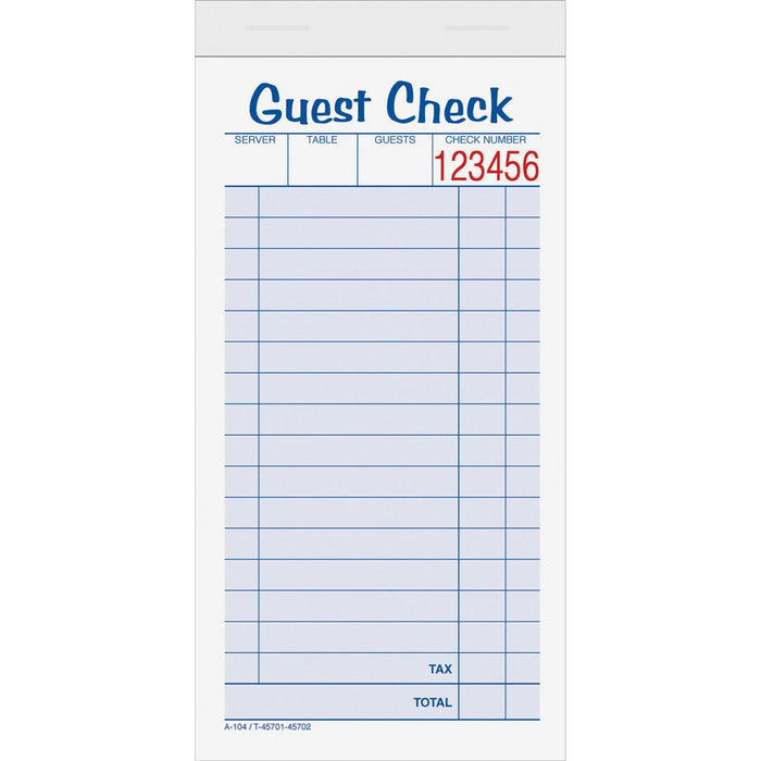 TOPS 2-part Carbonless Guest Check Books - TOP45702