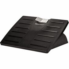 Fellowes Microban Protection Office Suites Adjustable Footrest - 30&deg; Tilt - Black, Silver - 1 Each
