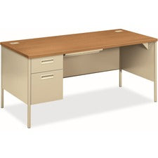 HON Metro Classic HP3266L Pedestal Desk - 29.5" Height x 66" Width x 30" Depth - 2 x Box, File Drawer(s)Left Side - Square Edge - Finish: Harvest, Putty