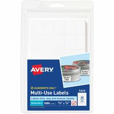 Avery Removable ID Labels - 5/8" Width x 7/8" Length - Removable Adhesive - Rectangle - White - Paper - Self-adhesive - 40 / Sheet - 1050 / Pack