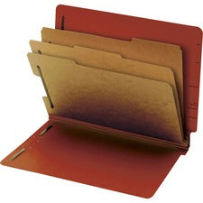 Pendaflex Letter Recycled Classification Folder - 8 1/2" x 11" - 3 1/2" Expansion - 2 Fastener(s) - 2" for Folder, 1" for Divider - 3 Divider(s) - 25 pt. - Pressboard, Tyvek - Red - Durable, Tab - 60% Recycled - 10 / Box