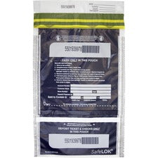 ControlTek SafeLOK VT Tamper-Evident Deposit Bags - 15" Length x 10" Width - Seal Closure - Clear - Bill, Deposit, Cash, Deposit Slip, Check - 100 / Pack