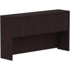 Lorell Essentials Series Stack-on Hutch with Doors - 36" Height x 66" Width x 15" Depth - 4 Door(s) - Finish: Espresso Laminate