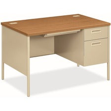 HON Metro Classic HP3251R Pedestal Desk - 29.5" Height x 48" Width x 30" Depth - 2 x Box, File Drawer(s)Right Side - Square Edge - Finish: Harvest, Putty