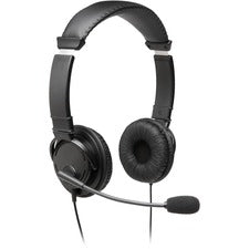 Kensington Classic 3.5mm Headset with Mic - Stereo - Mini-phone (3.5mm) - Wired - Over-the-head, On-ear - Binaural - Circumaural - 6 ft Cable - Noise Cancelling Microphone - Noise Canceling - Black