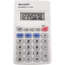 Sharp Calculators EL-233SB 8-Digit Pocket Calculator - Auto Power Off, 3-Key Memory - 8 Digits - LCD - Battery Powered - 0.3" Height x 2.4" Width x 4.1" Depth - White - Plastic - 1 Each