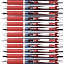 EnerGel EnerGel RTX Liquid Gel Pens - 0.5 mm Fine Needle Pen Point - Refillable - Retractable - Red Ink - Gel-based - Blue Barrel - Stainless Steel Tip - 12 / Box