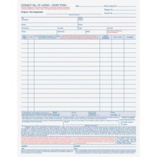 TOPS Bill-of-Lading Snap off 4-part Form Sets - 4 Part - Carbonless Copy - 11.44" x 8.50" Sheet Size - White Sheet(s) - Light Blue, Blue, Red Print Color - 50 / Pack
