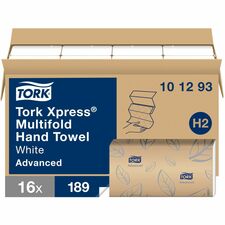 TORK Advanced Xpress Multifold Hand Towel, 3-Panel - 2 Ply - Multifold - 9.10" Width x 9.50" Length - White - 189/Bundle - 16 / Carton